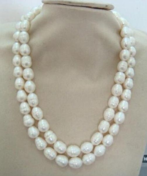 double strands 13-14mm south sea baroque white pearl necklace 18 "19" 925, Silver
double strands 13-14mm south sea baroque white pearl necklace 18 "19" 925, Silver