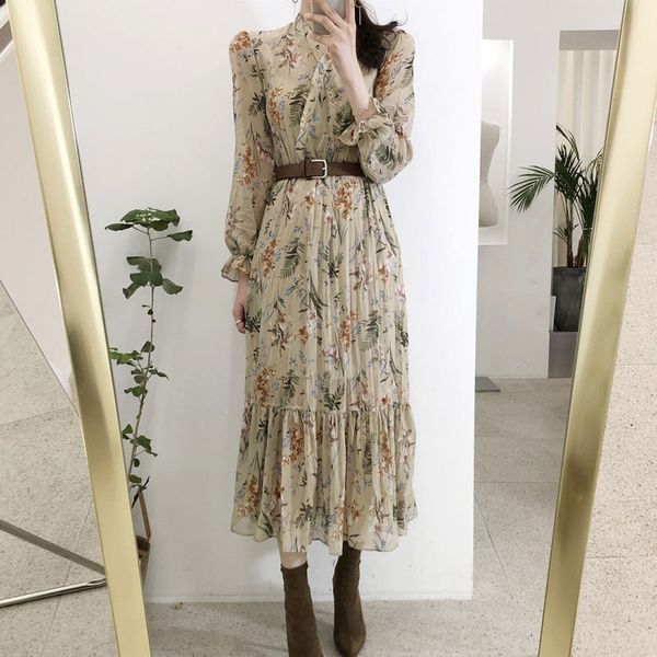 casual dresses women dress spring summer 2021 korean fashion vintage floral print chiffon midi ladies elegant with belt vestidos, Black;gray
casual dresses women dress spring summer 2021 korean fashion vintage floral print chiffon midi ladies elegant with belt vestidos, Black;gray