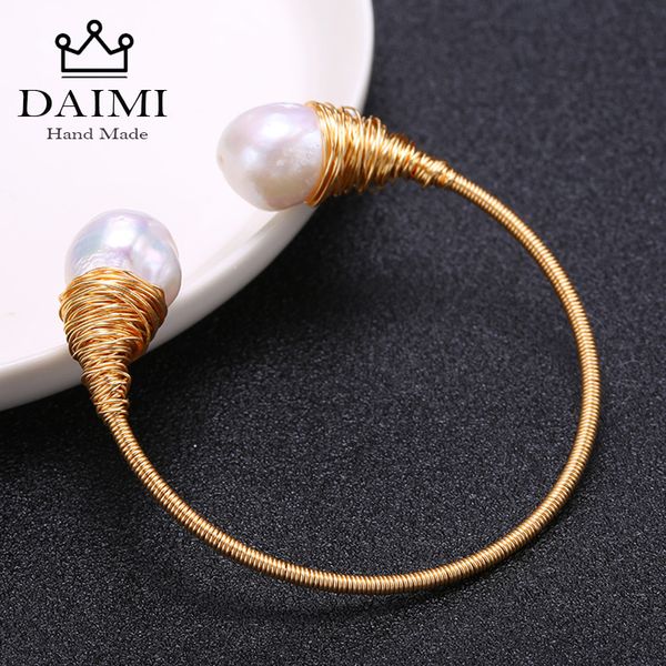 daimi handmade women bangle 13-14mm baroque freshwater white pearl roll gold fashion design fine jewelry gold tube bangles, Golden;silver
daimi handmade women bangle 13-14mm baroque freshwater white pearl roll gold fashion design fine jewelry gold tube bangles, Golden;silver