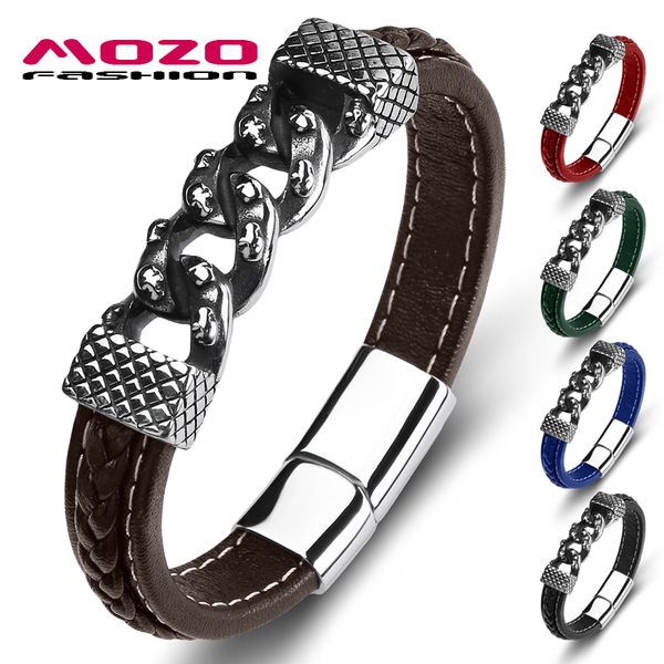 retro new men's bangles genuine leather stainless steel charm bracelets women's punk jewelry brown, Golden;silver
retro new men's bangles genuine leather stainless steel charm bracelets women's punk jewelry brown, Golden;silver