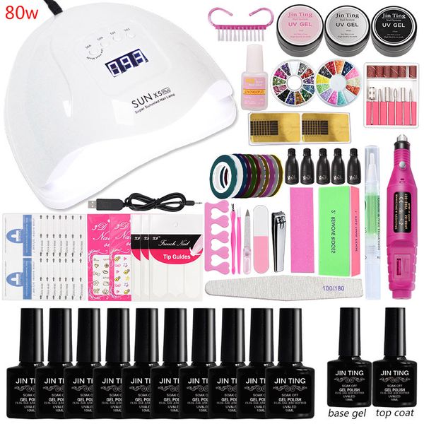 10 color gel nail polish varnish extension kit with 36w/48w /80w led uv nail lamp kit for manicure set acrylic nails art tools
10 color gel nail polish varnish extension kit with 36w/48w /80w led uv nail lamp kit for manicure set acrylic nails art tools