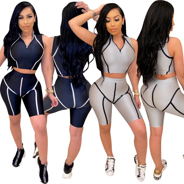 designer womens clothes bodycon 2 pieces outfits yoga suits sportwear sleeveless crop tank splicing zipper stand collar + shorts, White
designer womens clothes bodycon 2 pieces outfits yoga suits sportwear sleeveless crop tank splicing zipper stand collar + shorts, White