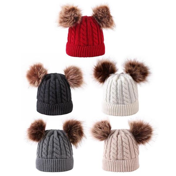 winter hat boys girls knitted beanie thick baby cute double pompon caps, Yellow
winter hat boys girls knitted beanie thick baby cute double pompon caps, Yellow