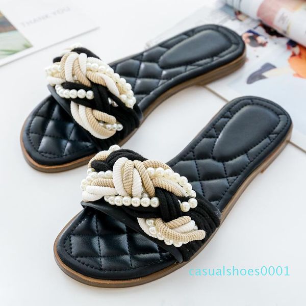 jawakye black real leather slipper woman open toe pearl flowers flat slides women fashion beach sandals 2018 c01
jawakye black real leather slipper woman open toe pearl flowers flat slides women fashion beach sandals 2018 c01