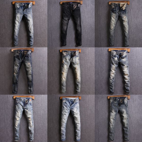 italian style fashion men jeans vintage designer classical jeans men slim fit ripped pants streetwear hip hop, Blue
italian style fashion men jeans vintage designer classical jeans men slim fit ripped pants streetwear hip hop, Blue