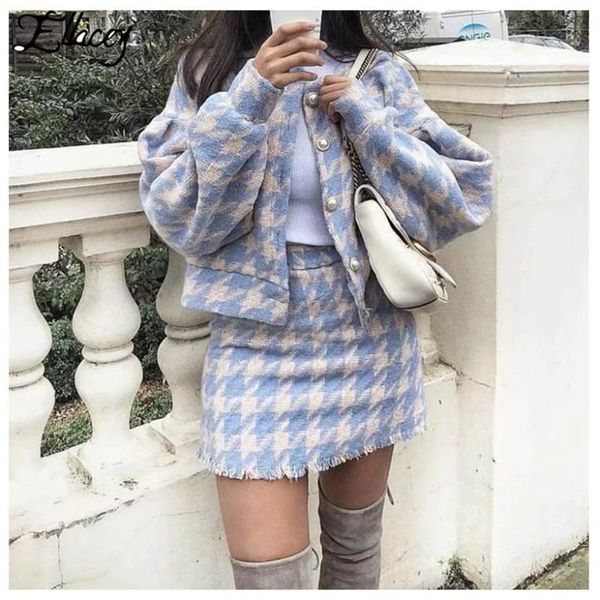 women's tracksuits ellacey autumn winter houndstooth checker pattern skirt suit for women 2 pieces set lady vintage woolen jacket tasse, Gray
women's tracksuits ellacey autumn winter houndstooth checker pattern skirt suit for women 2 pieces set lady vintage woolen jacket tasse, Gray