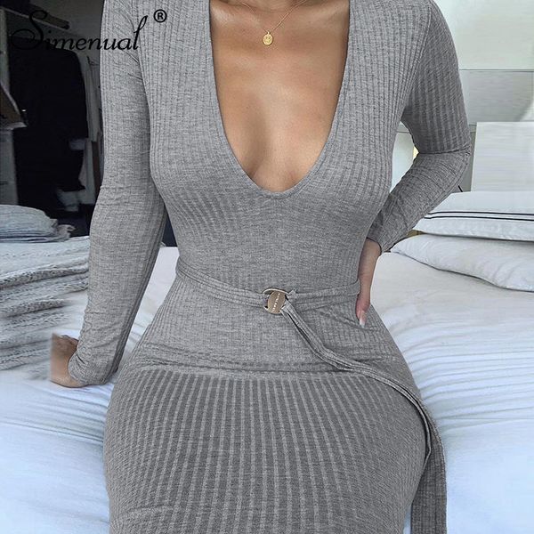 simenual bodycon ребристые твердые пояса женское платье с длинным рукавом мода sexy skinny mini dresses осень глубокий v образным вырезом ho, Black;gray
simenual bodycon ребристые твердые пояса женское платье с длинным рукавом мода sexy skinny mini dresses осень глубокий v образным вырезом ho, Black;gray