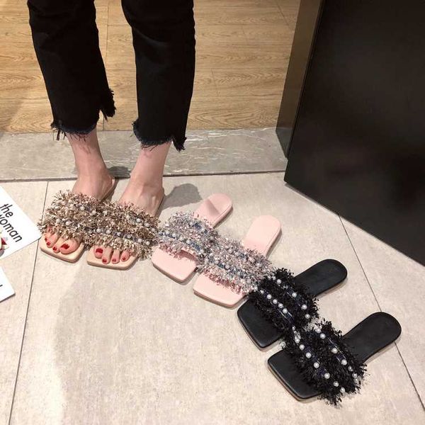 string bead flats slippers women fashion fringe flip flops summer beach slipper square toe flat shoes 2020 sandalias mujer, Black
string bead flats slippers women fashion fringe flip flops summer beach slipper square toe flat shoes 2020 sandalias mujer, Black