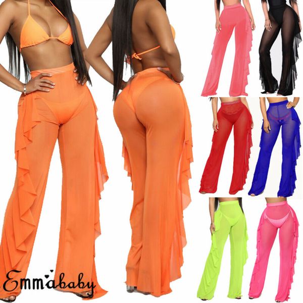women perspective sheer mesh casual pants bikini bottom cover up long trousers, Black;white
women perspective sheer mesh casual pants bikini bottom cover up long trousers, Black;white