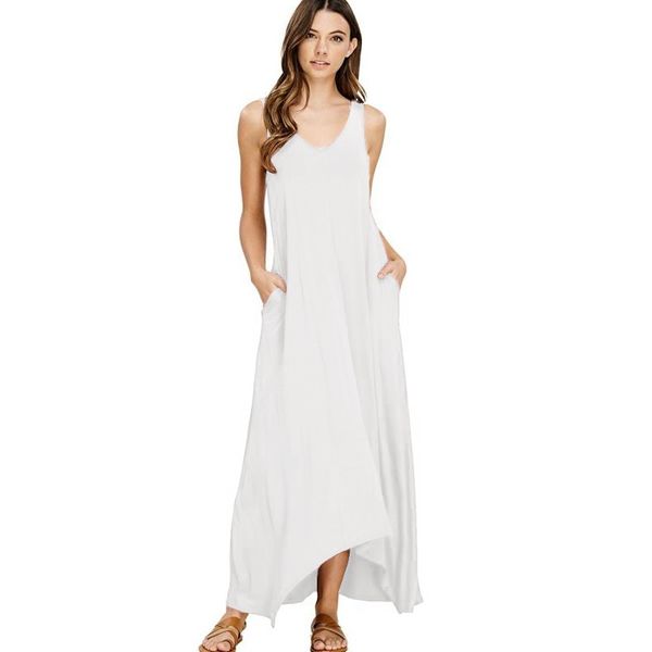 casual women tank dress summer v-neck sleeveless loose maxi dress pocket solid color long irregular black white vestidos, Black;gray
casual women tank dress summer v-neck sleeveless loose maxi dress pocket solid color long irregular black white vestidos, Black;gray