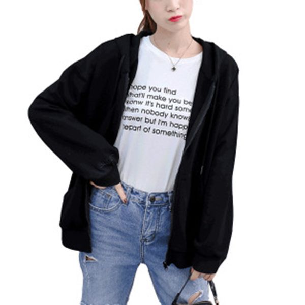 2019 new women's hoodie spring long-sleeved solid color ladies jacket korean casual wear ladies embroidered jacket, Black;brown
2019 new women's hoodie spring long-sleeved solid color ladies jacket korean casual wear ladies embroidered jacket, Black;brown