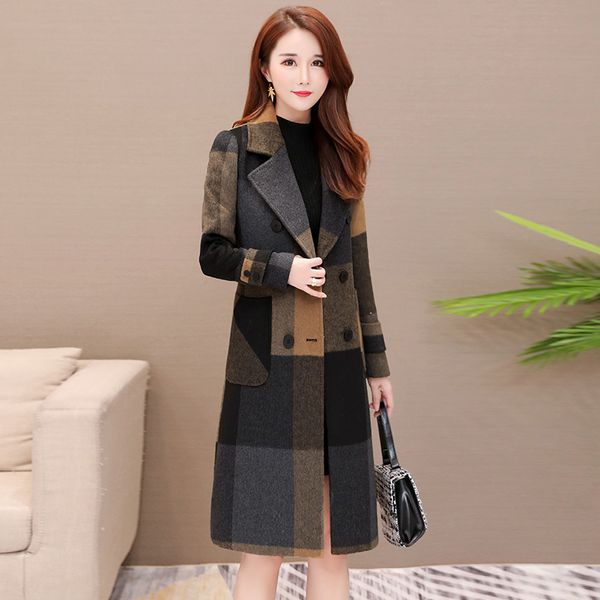 plaid women blends coat 2020 new autumn winter warm coat medium long overcoat casual female woolen jacket, Tan;black
plaid women blends coat 2020 new autumn winter warm coat medium long overcoat casual female woolen jacket, Tan;black