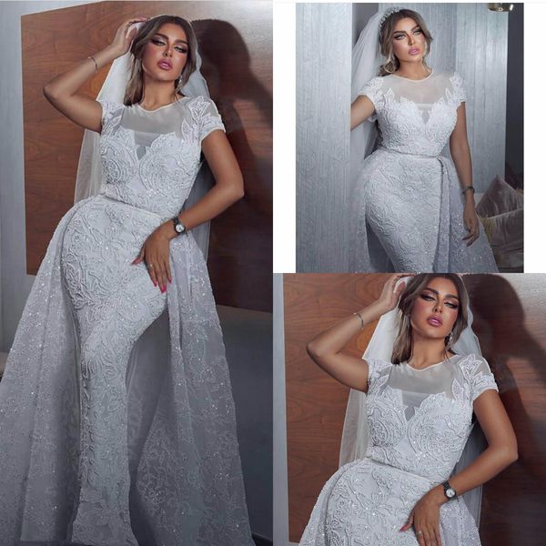 2020 mermaid wedding dresses with detachable skirt lace beading short sleeve country wedding dress sweep train custom made vestidos de novia, White
2020 mermaid wedding dresses with detachable skirt lace beading short sleeve country wedding dress sweep train custom made vestidos de novia, White