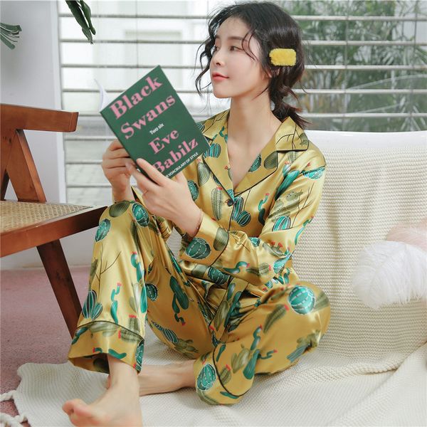 2019 summer women pajamas sets with pants satin flower print homewear silk dot pijama sleepwear long sleeve pyjamas, Blue;gray
2019 summer women pajamas sets with pants satin flower print homewear silk dot pijama sleepwear long sleeve pyjamas, Blue;gray