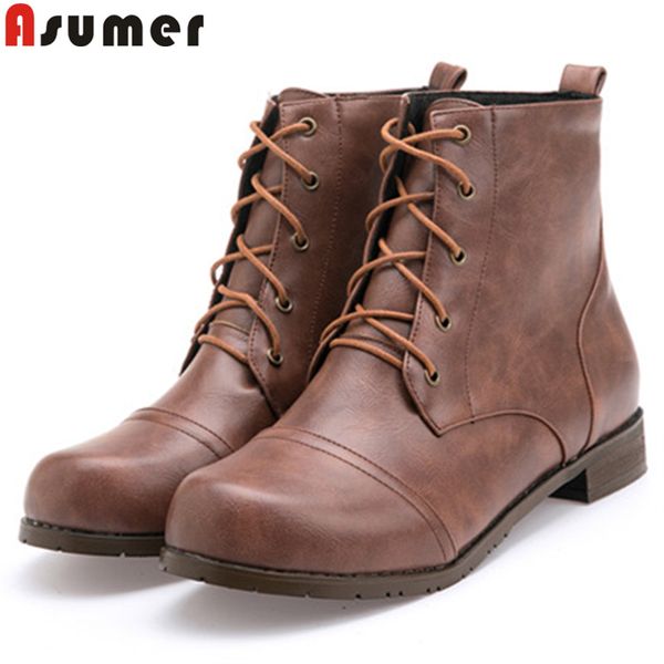 asumer 2020 new ankle boots for women round toe lace up ladies autumn winter boots low heels shoes women plus size 34-48, Black
asumer 2020 new ankle boots for women round toe lace up ladies autumn winter boots low heels shoes women plus size 34-48, Black