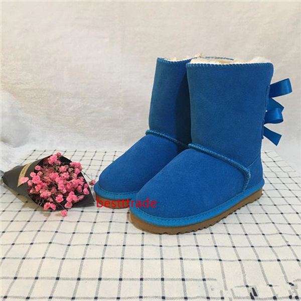 дизайнер boots мальчиков и девочек австралия стиль дети snow boots симпатичные лук назад водонепроницаемый 2-кнопочная дети зимы коровы кожа