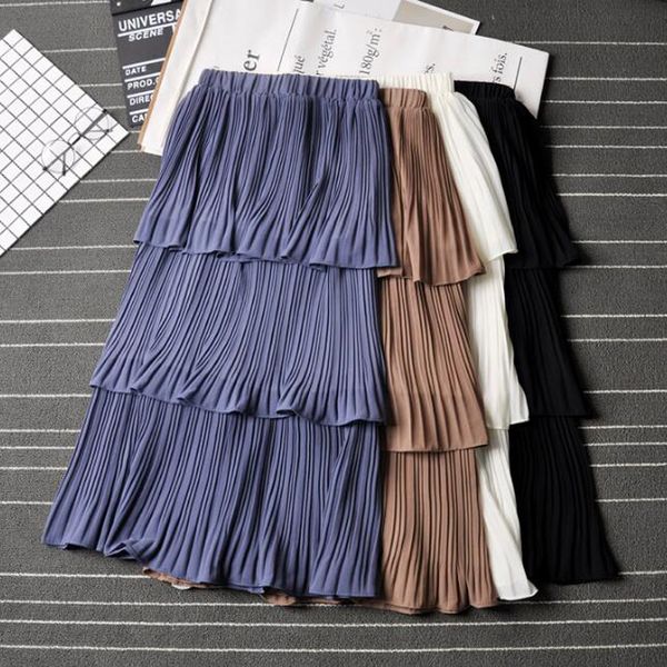 2019 women summer skirt new fashion vintage high waist all-match chiffon pleated skirts female elegant casual cake long skirt, Black
2019 women summer skirt new fashion vintage high waist all-match chiffon pleated skirts female elegant casual cake long skirt, Black