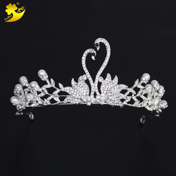 xinyun swan shape crown on the head pearl rhinestone wedding crown tiara hair accessories bridesmaid dress crown hair ornaments, Golden;white
xinyun swan shape crown on the head pearl rhinestone wedding crown tiara hair accessories bridesmaid dress crown hair ornaments, Golden;white
