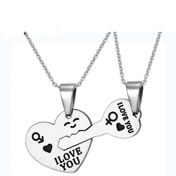 Silver Black Color Fashion Lover's Heart Key Pendant Necklace Stainless Steel Link Chain Necklace Jewelry Gift for Girl Boys J042
Silver Black Color Fashion Lover's Heart Key Pendant Necklace Stainless Steel Link Chain Necklace Jewelry Gift for Girl Boys J042