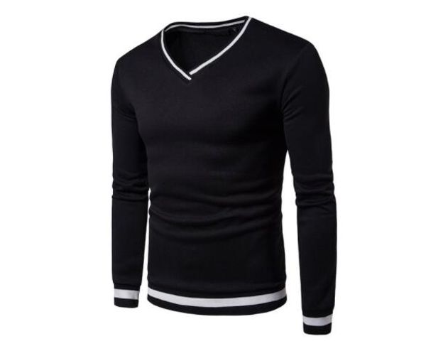 a16 new casual fashion men's simple solid color large body color matching screw mouth v-neck long sleeve sweater, White;black
a16 new casual fashion men's simple solid color large body color matching screw mouth v-neck long sleeve sweater, White;black
