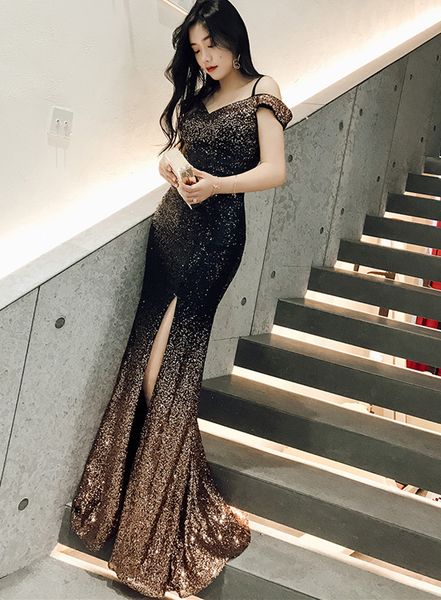 long off shoulder sequin mermaid prom dresses middle east floor length evening dress party dress vestidos festa for women, Black;red
long off shoulder sequin mermaid prom dresses middle east floor length evening dress party dress vestidos festa for women, Black;red