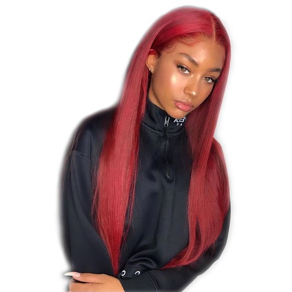 #99j wine red full lace human hair wigs straight brazilian burgundy hair glueless 13x6 lace front wigs middle part 150% density, Black
#99j wine red full lace human hair wigs straight brazilian burgundy hair glueless 13x6 lace front wigs middle part 150% density, Black