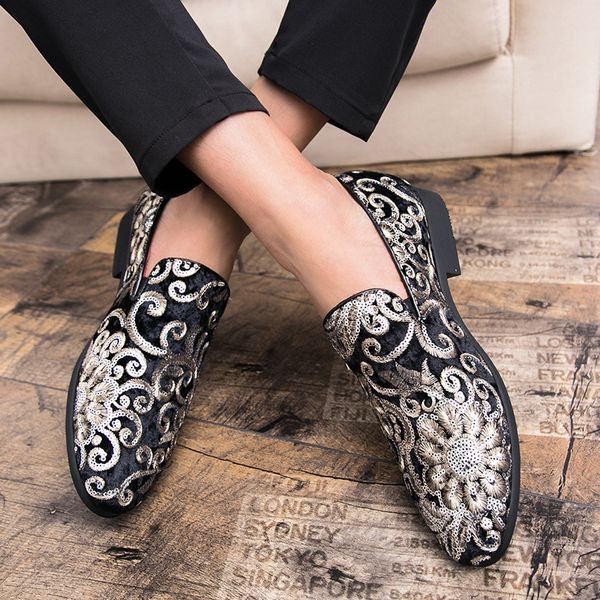 new style velvet sneakers, european and american wedding shoes, informal gold buckles for men's shoes, Black
new style velvet sneakers, european and american wedding shoes, informal gold buckles for men's shoes, Black