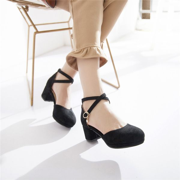 new flock platform chunky stable medium high heel ladies heels party dress buckle strap shoes big size womens pumps, Black
new flock platform chunky stable medium high heel ladies heels party dress buckle strap shoes big size womens pumps, Black