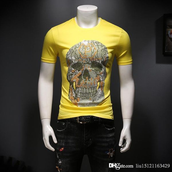 summer new men's designer shirt craft rhinestone round neck short sleeve t-shirt slim wild half-sleeved bottoming shirt t-shirt tide m, White;black
summer new men's designer shirt craft rhinestone round neck short sleeve t-shirt slim wild half-sleeved bottoming shirt t-shirt tide m, White;black