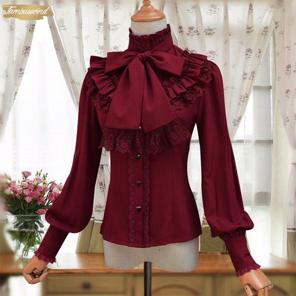 vintage lolita blouse wine red black chiffon white long sleeve blue shirt women stand collar elegant ruched blusas female gothic
vintage lolita blouse wine red black chiffon white long sleeve blue shirt women stand collar elegant ruched blusas female gothic