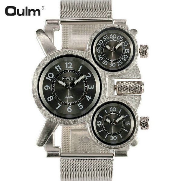 oulm creative quartz watch men steel mesh strap 3 time zone fashion casual mens watches reloj hombreclock, Slivery;brown
oulm creative quartz watch men steel mesh strap 3 time zone fashion casual mens watches reloj hombreclock, Slivery;brown