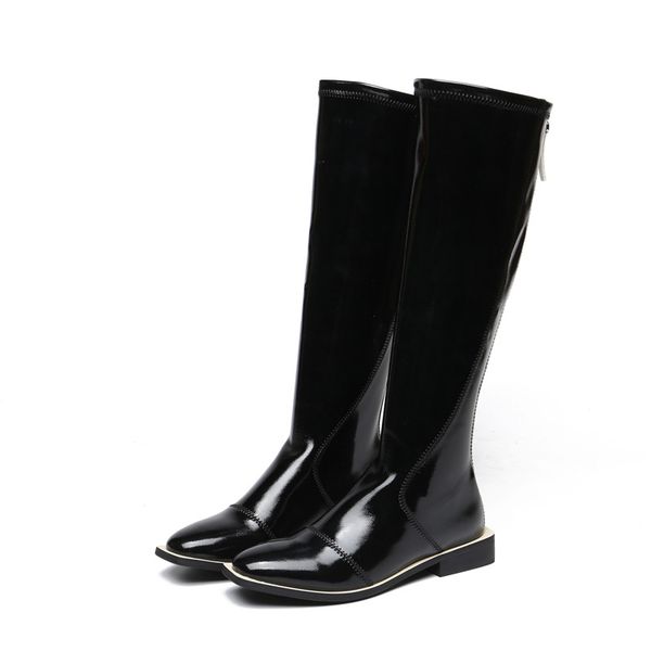 2020 fw long boots designer fashion effect nude leather patent women shoes print buckles removable square toe low-heeled, Black
2020 fw long boots designer fashion effect nude leather patent women shoes print buckles removable square toe low-heeled, Black