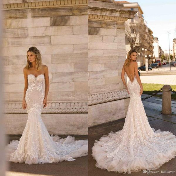 2020 berta mermaid wedding dresses court train lace appliqued sweetheart vestidos de novia customized plus size boho wedding dress, White
2020 berta mermaid wedding dresses court train lace appliqued sweetheart vestidos de novia customized plus size boho wedding dress, White