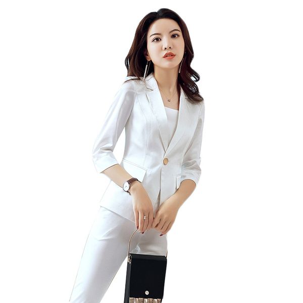 womens suits set 2 pieces spring and summer new style temperament fashion casual professional suit woman, White;black
womens suits set 2 pieces spring and summer new style temperament fashion casual professional suit woman, White;black