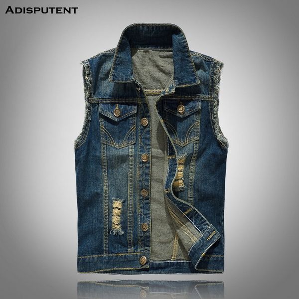adisputent men's sleeveless lapel denim vest jacket slim trend men's denim vest large size hole casual, Black;white
adisputent men's sleeveless lapel denim vest jacket slim trend men's denim vest large size hole casual, Black;white