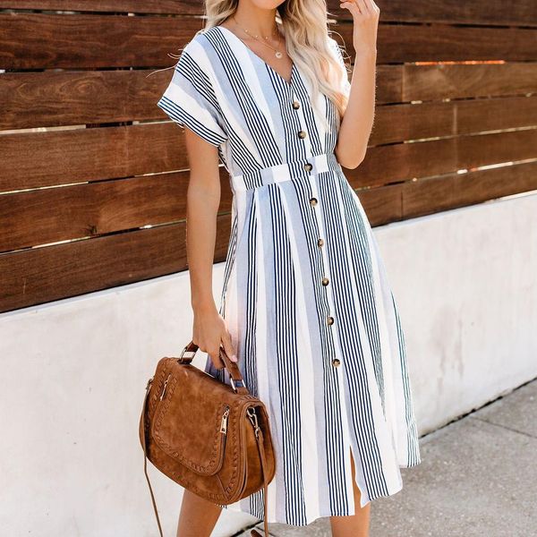 feitong women fashion striped print midi summer dress ladies short sleeve t shirt beach dress vestidos verano 2019 robe femme, Black;gray
feitong women fashion striped print midi summer dress ladies short sleeve t shirt beach dress vestidos verano 2019 robe femme, Black;gray