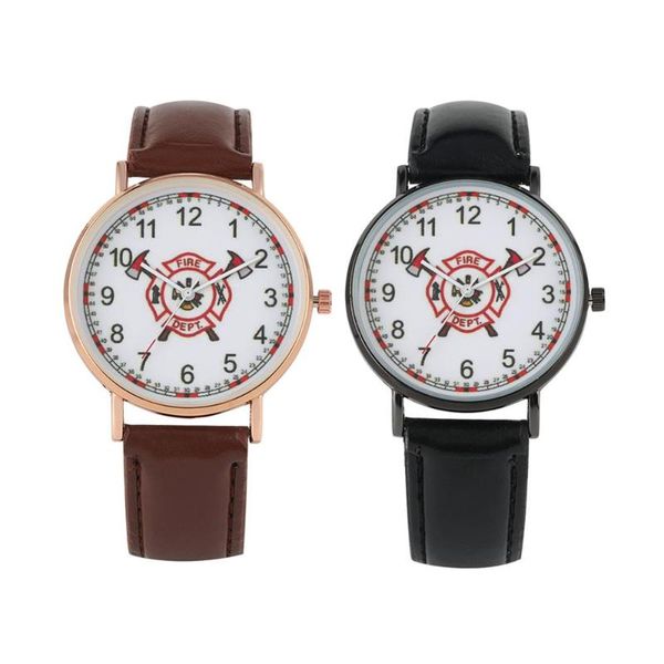 men's watch leather strap with pin buckle watch delicate fire brigade logo quartz practical arabic numerals dial, Slivery;brown
men's watch leather strap with pin buckle watch delicate fire brigade logo quartz practical arabic numerals dial, Slivery;brown