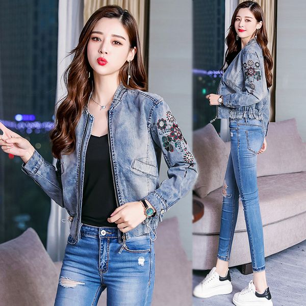 2019 spring jeans coat women's korean-style short loose-fit harajuku embroidered baseball uniform bf, Black;brown
2019 spring jeans coat women's korean-style short loose-fit harajuku embroidered baseball uniform bf, Black;brown