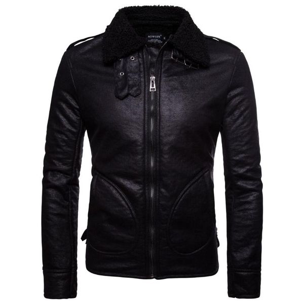 men's fur & faux brand winter leather jacket men coat thick biker pu windbreaker coats casual zipper, Black
men's fur & faux brand winter leather jacket men coat thick biker pu windbreaker coats casual zipper, Black