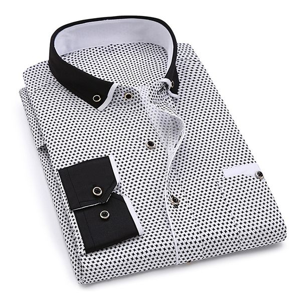 men fashion casual long sleeved printed shirt fit slim male social business dress shirt brand men clothing soft comfortable, White;black
men fashion casual long sleeved printed shirt fit slim male social business dress shirt brand men clothing soft comfortable, White;black
