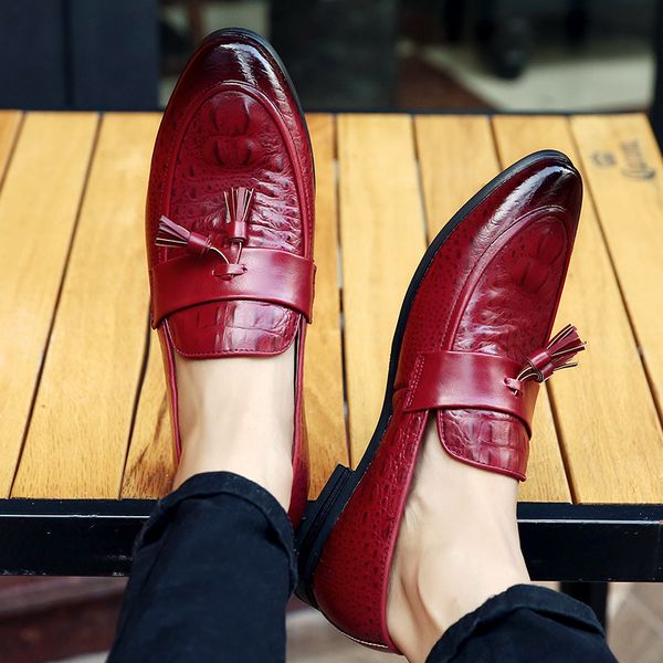 spring fashion men's leather shoes youth british red tassel hair stylist set feet lazy men's single shoes, Black
spring fashion men's leather shoes youth british red tassel hair stylist set feet lazy men's single shoes, Black