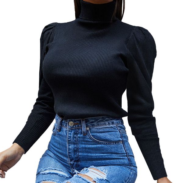 sweater woman winter 2019 women bubble sleeve knit sweater jumper loose high neck womens turtleneck outwear blouse, White;black
sweater woman winter 2019 women bubble sleeve knit sweater jumper loose high neck womens turtleneck outwear blouse, White;black