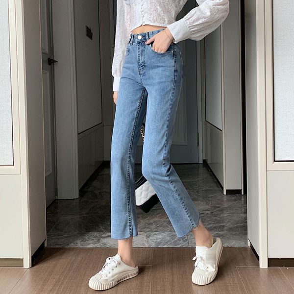 edge jeans women's slim stretch personality watch pocket spring fashion nine points straight pants 2020, Blue
edge jeans women's slim stretch personality watch pocket spring fashion nine points straight pants 2020, Blue