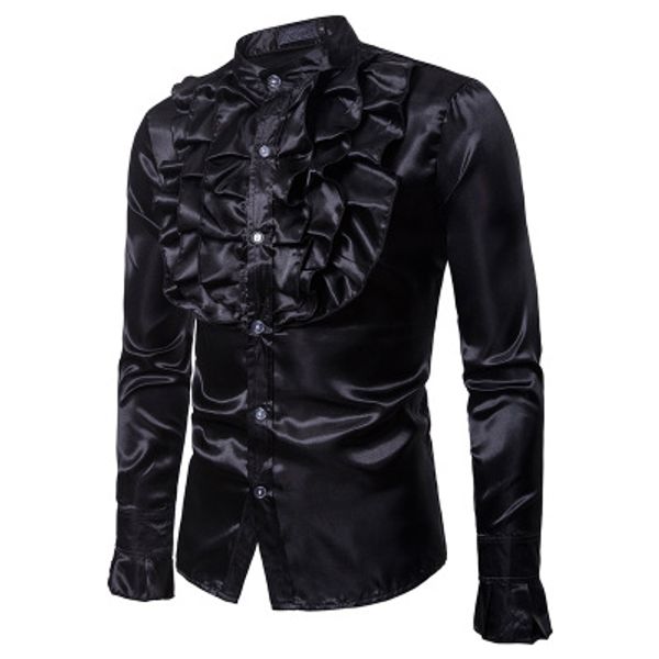 vintage men's shirts stand collar solid color flare sleeve performance shirts, White;black
vintage men's shirts stand collar solid color flare sleeve performance shirts, White;black