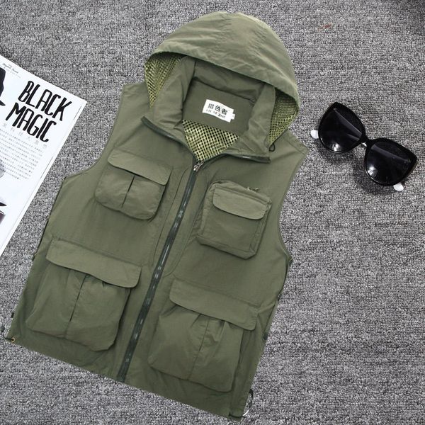 hooded multi pockets vests for men women waistcoat pgrapher reporters volunteer's vest tools pockets working uniforms, Black;white
hooded multi pockets vests for men women waistcoat pgrapher reporters volunteer's vest tools pockets working uniforms, Black;white