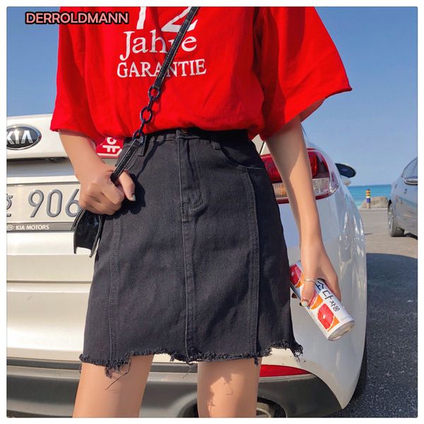high waist summer skirt women denim cotton short skirt with tassels pocket zipper button women, Black
high waist summer skirt women denim cotton short skirt with tassels pocket zipper button women, Black