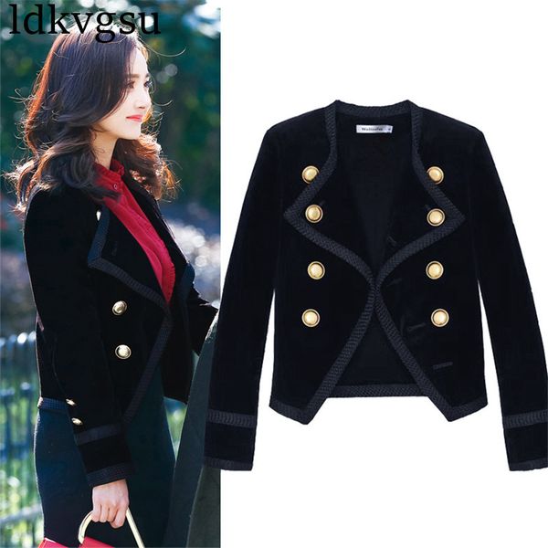 runway women notched collar short jacket coat autumn winter double breasted blazer suit female velvet black slim outwear a1343, White;black
runway women notched collar short jacket coat autumn winter double breasted blazer suit female velvet black slim outwear a1343, White;black