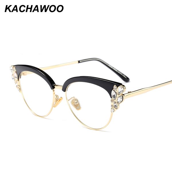 kachawoo кошачий глаз горный хрусталь очки прозрачные линзы золотой металлический каркас очки женщин модные аксессуары 2018 года, Black
kachawoo кошачий глаз горный хрусталь очки прозрачные линзы золотой металлический каркас очки женщин модные аксессуары 2018 года, Black