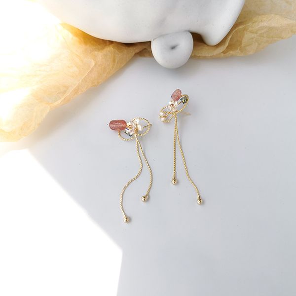 sweety handmade pink small stone bow-knot tassel long earrings retro personality accessories boucle d'oreille, Golden;silver
sweety handmade pink small stone bow-knot tassel long earrings retro personality accessories boucle d'oreille, Golden;silver