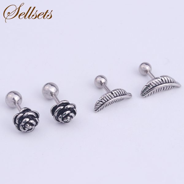 sellsets individuality stainless steel helix tragus piercing jewelry casting vintage rose flower and leaf ear cartilage earrings, Slivery;golden
sellsets individuality stainless steel helix tragus piercing jewelry casting vintage rose flower and leaf ear cartilage earrings, Slivery;golden
